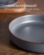 famiware Mercury Pasta Bowls Set of 4, 33 oz Large Salad Bowls, Ceramic Pasta Plates Bowls, Serving Bowls for Kitchen, Microwave & Dishwasher Safe, Charcoal