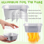 Aoriher 150 Pieces 10 oz Mini Cake Pans with Lids Aluminum Foil Baking Cups Square Disposable 4" x 4" Large Cupcake Cups Baking Tins for Kitchen Brownie Pudding Desserts Holders(Silver)