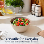 US Acrylic Wheat Straw Unbreakable 28 oz. Stackable Cereal Bowls for Snacks & Ice Cream in Beige Colors (Set of 8) 6-inch Reusable, BPA-Free, Dishwasher Safe Dinnerware, Made in USA