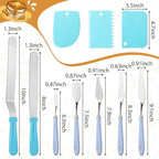10 Pcs cake spatula set Decorating Kit Baking Supply Accessories Tools for Beginners and Pros Includes 2 Frosting Straight Angled Spatula 3 Icing Smoother Scrapers 5 Pieces Cream tools(Blue)
