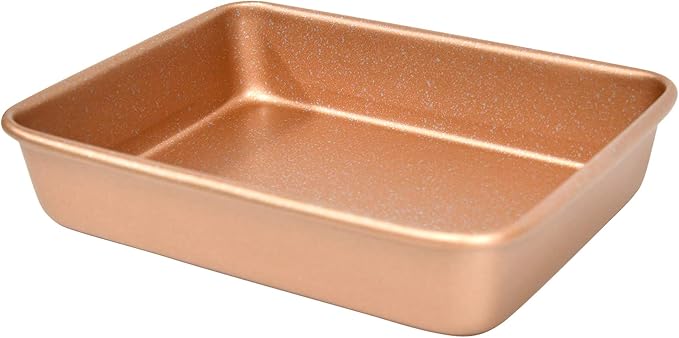 casaWare 8 x 6 x 1.75-Inch Toaster Oven Ultimate Series Commercial Weight Ceramic Non-Stick Coating Pan (Rose Gold Granite)