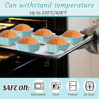 Aoriher 150 Pieces 10 oz Mini Cake Pans with Lids Aluminum Foil Baking Cups Square Disposable 4" x 4" Large Cupcake Cups Baking Tins for Kitchen Brownie Pudding Desserts Holders(Light Blue)