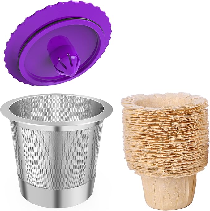 Reusable K Cups, Stianless Steel Coffee Pods with 20 Count paper Filters Compatible with Keurig 2.0 and 1.0 Coffee Makers