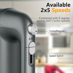 Hand Mixer Electric, 450W Kitchen Mixers with Scale Cup Storage Case, Turbo Boost/Self-Control Speed + 5 Speed + Eject Button + 5 Stainless Steel Accessories, For Easy Whipping Dough,Cream, Cake