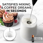 Zulay Kitchen Milk Frother Handheld Electric Whisk with AA Duracell Batteries – Durable Drink Mixer for Coffee, Lattes, Cappuccinos & More - Carbon Black