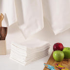 Kitchen Towels 100% Cotton Solid Kitchen Dish Cloths Decor Hand Towel Reusuable Dish Towel for Cleaning & Drying Tea Towels Set with Hanging Loop - 18"x 28" - White, Pack of 12