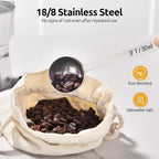 U-Taste Coffee Scoop 2 Tablespoon: 18/8 Stainless Steel Measuring Scooper for Ground Coffee, Bean, Powder, Espresso, 4.3in Long Handle Metal Measure Spoon for Canister, Jar (2Tbsp/30ml)