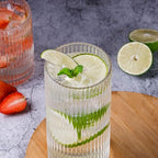 WHJY Ribbed Glassware Tall Highball Glasses Unique Everyday Drinking Glasses Set of 4 for Cocktail, Whiskey, Beer, Juice -13 oz 5.7"