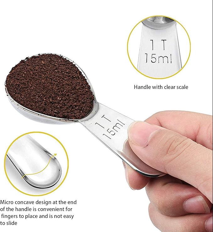 coffee scoop 3-piece set Stainless steel tablespoon measure spoon, Coffee scoop 1 tablespoon(15 ml, silver) Suitable for ground coffee, Milk, Powder brewing