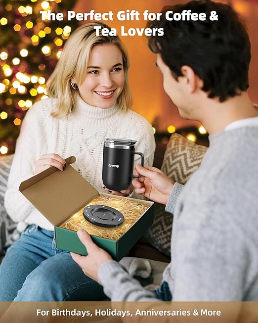 Nuwave Smart Heated Coffee Mug Rechargeable, 16oz Self Heating Temperature Control Mug with LED Display, Custom Brew Modes, Double-Wall Vacuum Insulation, 5-Hour Battery Life, Auto Shut-Off