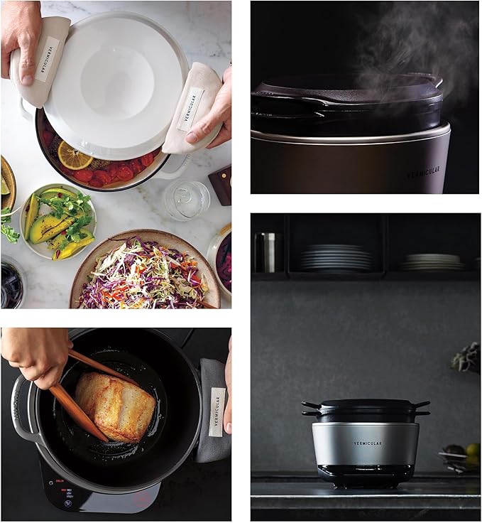 Vermicular Musui–Kamado (RICEPOT) | Cast Iron Induction Cooker | Precision Multicooker | Japanese Rice Cooker | Slow Cooker | Non-Toxic Enameled Cast Iron Pot | Matte Black & Silver | US Model (120V)
