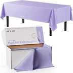 Exquisite Party Solids 54 Inch X 300 Feet Lavender Plastic Table Cover Roll in A Cut - to - Size Box with Convenient Slide Cutter. Cuts Up to 36 Rectangle 8 Feet Plastic Disposable Tablecloths