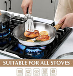 KOCH SYSTEME CS Stainless Steel Pan 10 Inch, Induction Tri-Ply Bottom Stainless Steel Frying Pan with Heat-resistant Bakelite Handle, 10 Inch Stainless Skillet with Lid for Cooking, Dishwasher Safe