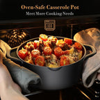 PekGema Nonstick Pots and Pans Set, Non Stick Cookware Set 14 Pcs, Induction Cooking Set with Pour Spouts and Oven Safe for Casserole, PFOA FREE, Classic Black