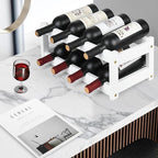 VASMIA Wine Rack, 2-Tier Bamboo Wine Racks Countertop Cabinet Wine Holder Wine Storage Shelf for Pantry Kitchen Bar, White