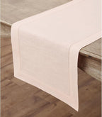 Solino Home Linen Pink Table Runner 36 Inches - Classic Hemstitch, 100% Pure Linen Coffee Table Runner 14 x 36 Inch Ideal for Dresser Tables - Summer, Halloween