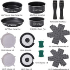 16 Pieces Kitchen Removable Handle Cookware Sets, Stackable Pots and Pans Set Nonstick for Induction Gas RVs Camping Space Saving