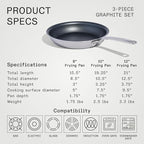 Made In Cookware - ProCoat Non Stick 3 Piece Frying Pan Set (Includes 8",10",12") - 5 Ply Stainless Clad - Professional Cookware - Crafted in Italy - Induction Compatible - (Graphite)