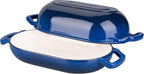 Enameled Cast Iron Sourdough Bread Oven, Dutch Oven, Loaf Cast Iron Bread Pan for Homemade Bread Baking, Meatloaf Pan with Lid, 7QT, Blue