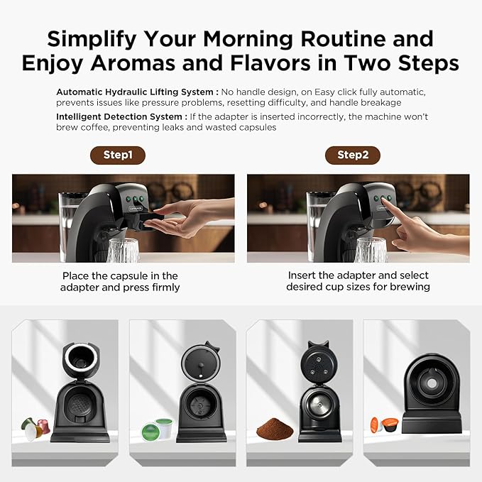 Warriors1 Single Serve Coffee Maker for Keurig K Cup, Espresso Machine for Nespresso Original, Dolce Gusto Pod, Ground Coffee, Cappuccino & Latte Coffee Machine, 20 Bar Espresso Maker, 3 Brew Sizes