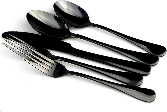 30-Piece 18/0 Stainless Steel Classical Flatware Set, Mirror Polishing Black, Service for 6