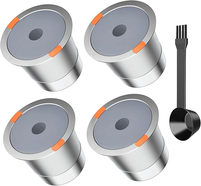 Reusable k Cups for keurig 2.0 1.0,Universal stainless steel Refillable k Cups Filter Use for Keurig all most of coffee Makers brewers(4pack)…