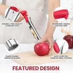 SCHVUBENR Premium Apple Corer Tool - Easy to Use and Clean - Sturdy Apple Core Remover with Sharp Serrated Blades - Stainless Steel Corers for Apple and Pear - Core Fruits with Ease(Red)