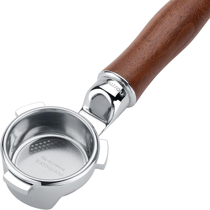 Normcore 54mm Bottomless Portafilter with 18g Precision Filter Basket, Fits Breville 54mm Machines Including Bambino Plus BES500, Genuine American Walnut Handle