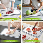 Titanium Cutting Board, 100% Pure Titanium Cutting Boards for Kitchen, Double-Sided Food-Grade Chopping Board for Meat, Vegetables & Fruits, Dishwasher-Friendly (13.75''X9.83'')