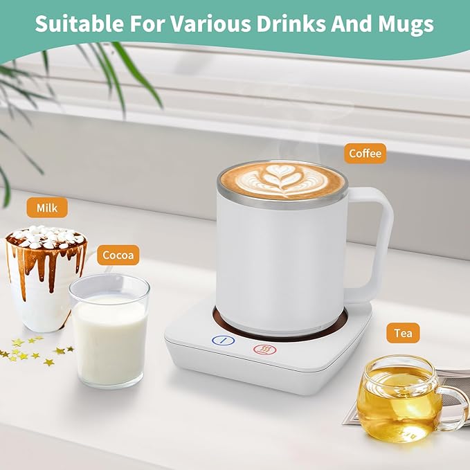 VOBAGA Mug Warmer, Coffee Warmer with 15OZ Mug Set for Home Office Home Desk, Coffee Cup Warmer with 3 Temperature Settings for Tea, Cocoa with Auto Shut Off for Holiday Birthday Coffee Gifts
