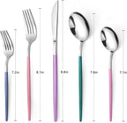 Mirror Silver multicolor Silverware Set, 20-Piece Stainless Steel Flatware Set, Satin Finish tableware Cutlery Set, Service for 4, Home and Restaurant, Dishwasher Safe