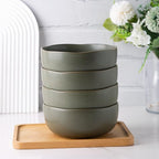 AmorArc Stoneware Cereal Bowls for Kitchen, 28oz Large Ceramic Soup Bowls Set of 6 for Meal Soup Snacks, Oven,Dishwasher&Microwace Safe Kitchen Bowls with Wavy Rim, Reavtive Glaze