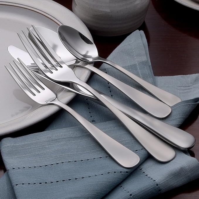 Liberty Tabletop Satin Annapolis 60 Piece Silverware Set Service for 12 Flatware Made in America USA