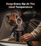 Heated Coffee Mug Rechargeable - Temperature Control Self Heating Coffee Mug 14oz with Lid, Double Sided & Real-Time LED Display, Hot up to 150℉, Birthday Gifts for Women and Men(Black)