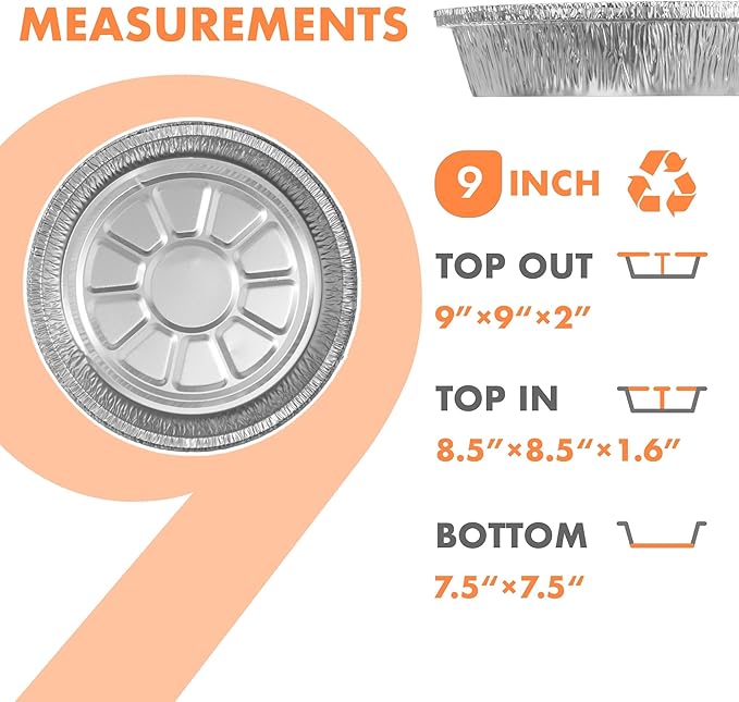 CURTA 9" Round Aluminum Foil Pans with Clear Lids | Heavy Duty | Great for Broiling, Baking, Storage, Roasting, Takeout, Air Fryer | 30 Pack