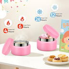 Bento Lunch Box for Kids with 9oz Soup Thermo, Leakproof Lunch Food Containers with 4 Compartment, Kids Thermo Hot Food Jar for School Travel