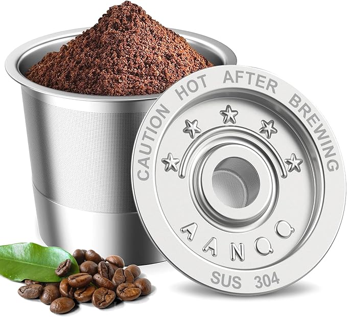 AANQQ Reusable K Cup Coffee Pods for Keurig 1.0: Stainless Steel Refillable K Cup - Reusable Coffee Filter for Keurig 1.0 Coffee Maker, Permanent, Eco-Friendly, BPA-Free