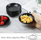 PYRMONT Wheat Straw Dipping Bowls, 2 Oz Soy Sauce Dish & Bowl, Small Dipping Sauce Bowls Set of 8, Mini Appetizer Plates for Side Dishes,Ketchup,BBQ, Party, Condiments Serving Bowl Set - Black