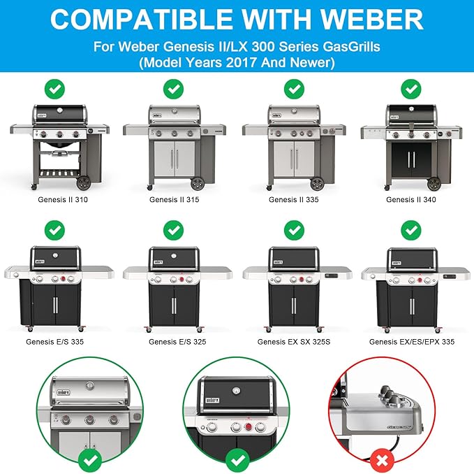 Full Size Griddle for Weber Genesis II Genesis II LX 300 Series, Flat Top Griddle Plate Part Replacement Parts for Weber Genesis II 310/315/325/335, Genesis II LX 340
