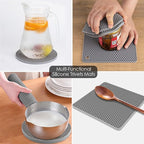 Silicone Trivet Mats, Silicone Pot Holders for Hot Pots and Pans, Heat Resistant Counter Mats for Tables, Countertops, Spoon Rest and Large Coasters, 4 Pack Gray Trivets for Hot Dishes