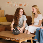 Wood Stove Steamer & Woodstove Steamer Stove Humidifier Cast Iron, 2.3 Quart Round Fireplace Humidifier & Simmer Pots with Heart-shaped Vent At The Top Covers (Round-1)