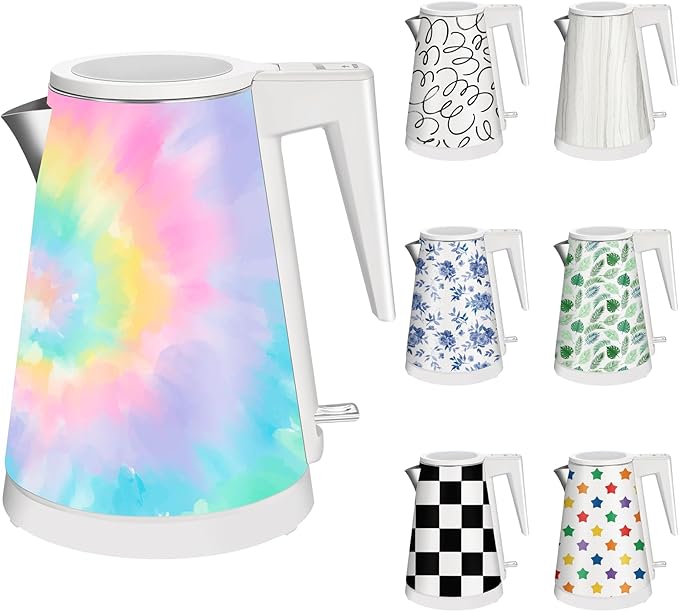 1.2L Double Wall Stainless Steel Interior Water Boiler, Cordless, 1000W Fast Boil with LED Light Coffee Pot & Tea Electric Kettle, Auto Shut-Off and Boil-Dry Protection (Tie-Dye Swirls)