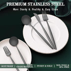 40-Piece Matte Black Silverware Set for 8, CEKEE Stainless Steel Flatware Cutlery Set, Cutlery Kitchen Utensils Set for Home Restaurant Apartment, Include Knife Forks and Spoons Silverware Set