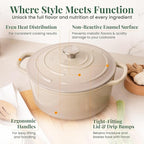 Larder & Vine Enameled Cast Iron 5.7 qt Dutch Oven Pot with Lid | Dutch Oven | Compatible on All Cooktops & Oven Safe to 500° F | Great for Sourdough Bread | Stone