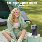 Single Serve One Cup Coffee Maker, for K Cups and Grounds, Mini Coffee Maker with Portable Handle, 6 to 12 Oz Brew Size, for Travel, Camping, Office, RV and Dorm, 120V, Cool Gray