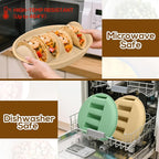 Silicone Taco Holder Plates Set of 2 - Reusable Taco Stand Plates with 4-Shell Slots, Oven/Microwave/Dishwasher Safe, Non-Slip Base for Tortillas Party Serving, Family Dinner & Meal Prep Accessories
