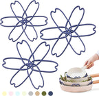 iPROTECT - Stack Expert | Multi-Purpose BPA-Free Silicone Pans & Pots Protector. Set of 3. Trivets for All Cookware Sizes, Protects Coating & Scratches, Dishwasher Safe (Midnight Blue, S&L)