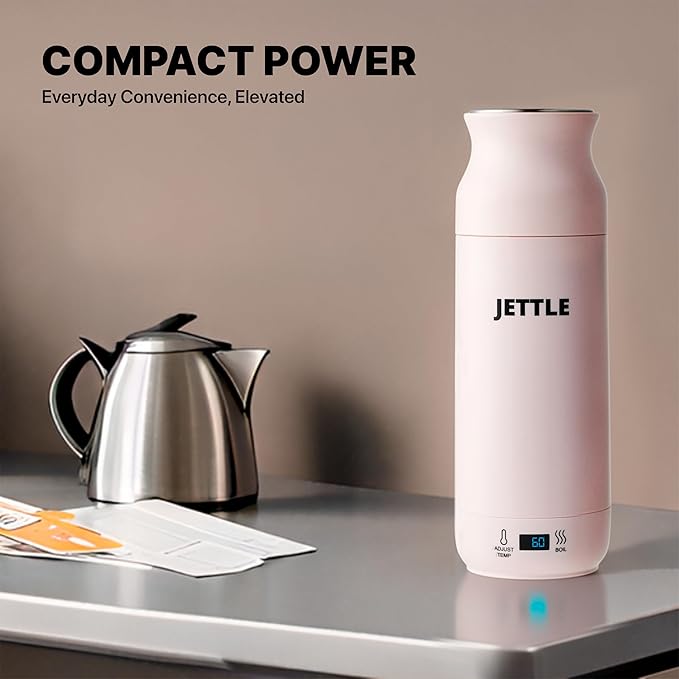 Electric Kettle - Travel Portable Heater for Coffee Tea Milk Soup - Stainless Steel Travel Water Boiler tea pot with Temperature Control - LED - Automatic Power Off - 450ml - Kitchen Appliance