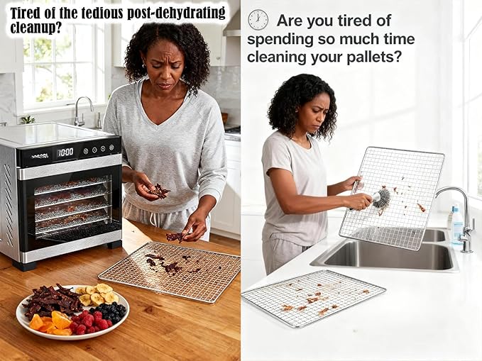 Non-Stick Silicone Dehydrator Liners: 11.4x11.4 inch Fit Cercker/CE-12 Fendia/FDS-10 BPA-Free Easy Clean Reusable Mesh Sheets for Healthy Snacks 12-Pack