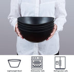 9.6'' Serving Bowls, 84oz Bamboo Fiber Salad Set of 4, Large for Kitchen, Deep Oval for Salad, Vegetable, Fruit, Pasta, Ramen, Lightweight & Easy to Clean (Matte Black)
